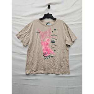 David Bowie Womens Let's Dance Graphic T-Shirt Tan Cotton Casual Size Large
